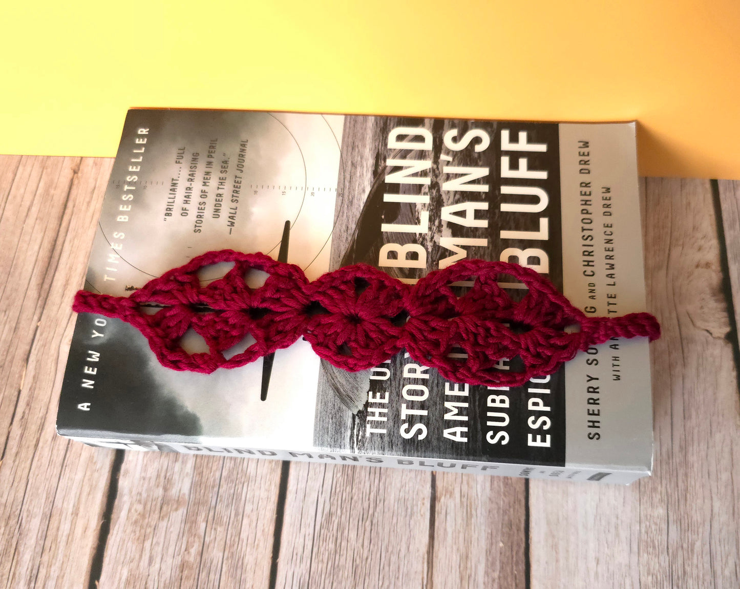 Crochet Bookmark, granny square, leaf, handmade