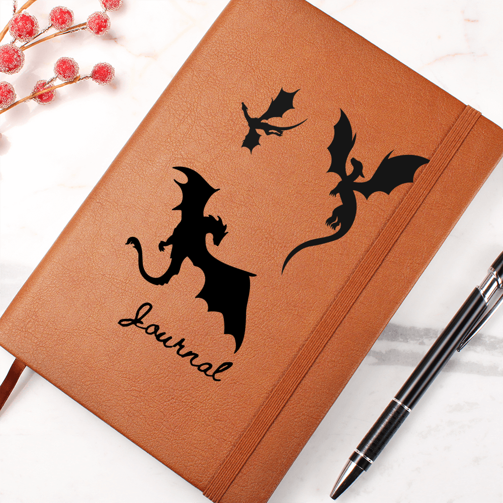 Journal with dragon design, vegan leather, notebook