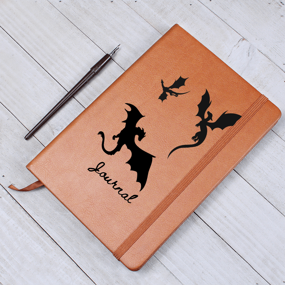 Journal with dragon design, vegan leather, notebook