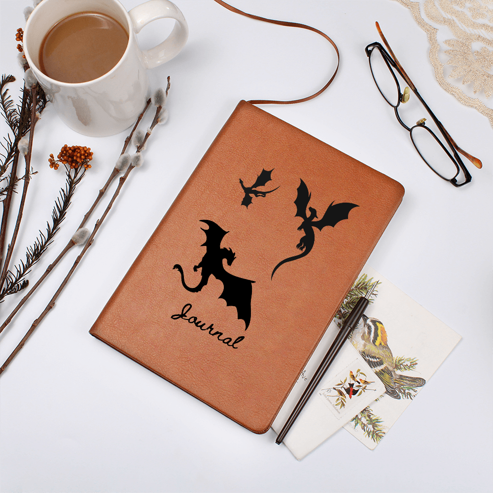 Journal with dragon design, vegan leather, notebook