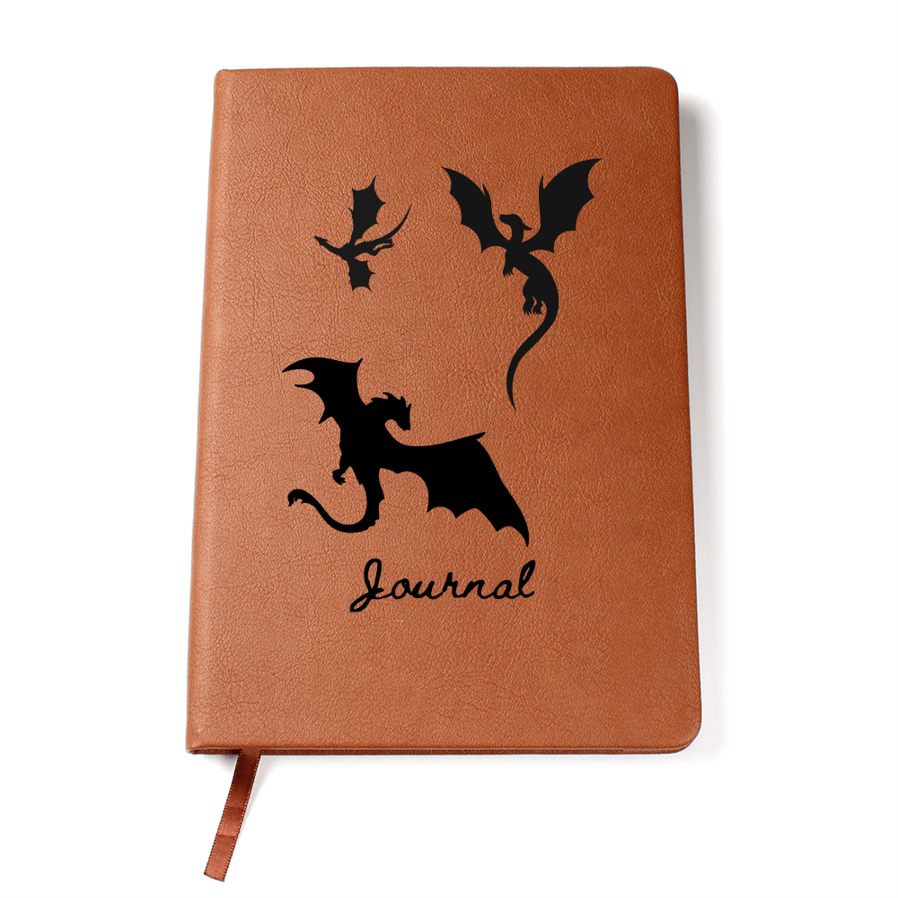 Journal with dragon design, vegan leather, notebook