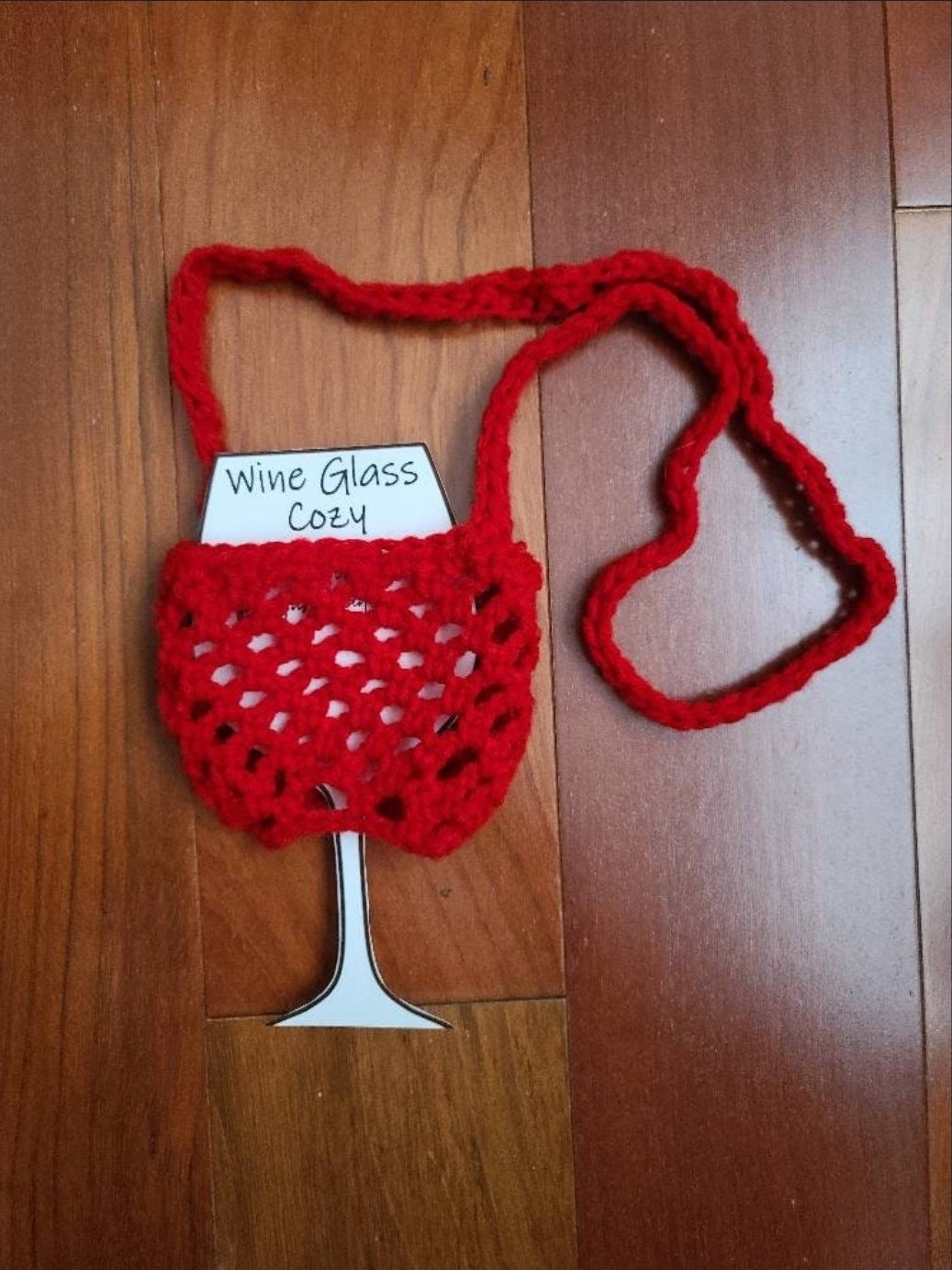 Crochet Wine Glass Lanyard, holder, cozy, handmade