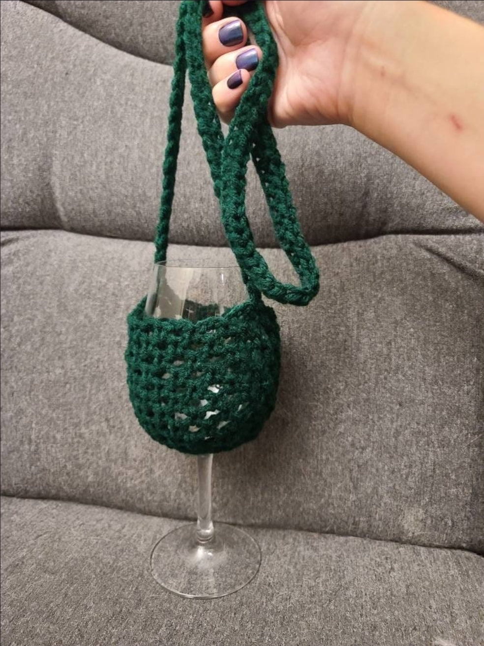 Crochet Wine Glass Lanyard, holder, cozy, handmade