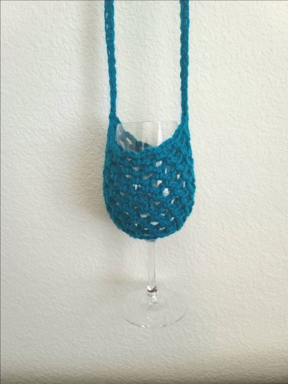 Crochet Wine Glass Lanyard, holder, cozy, handmade