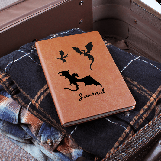 Journal with dragon design, vegan leather, notebook