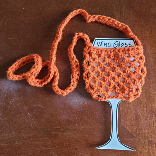Crochet Wine Glass Lanyard, holder, cozy, handmade